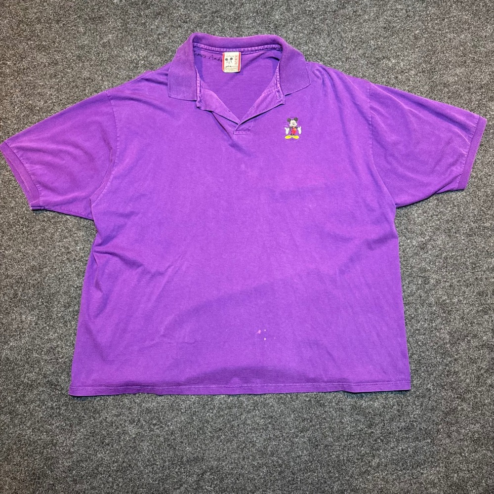 Vintage Disney Designs Mickey Mouse Polo Shirt Mens XXL Purple Made in USA 90s